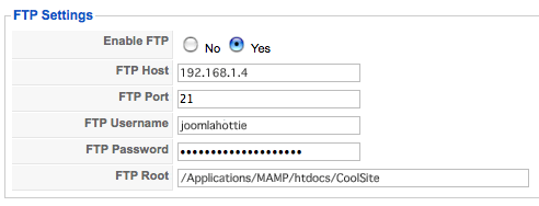 Joomla FTP Settings